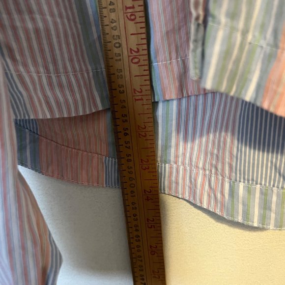 American Eagle Button Up Blouse Womens XL High Low Striped Multicolor Relaxed - Picture 6 of 8